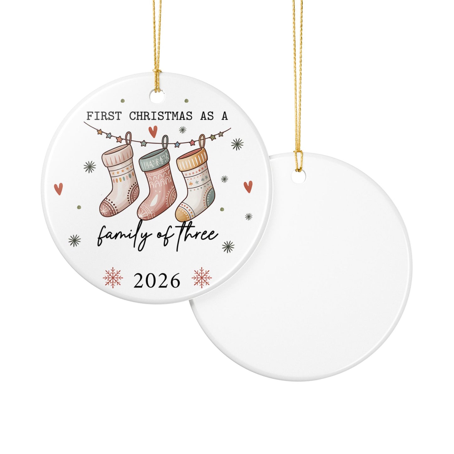 First Christmas as a Family of Three 2026 Ceramic Ornament