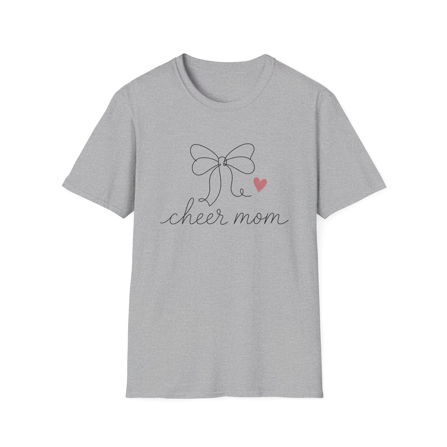 Cheer Mom T‑Shirt — Minimal Bow & Heart Design