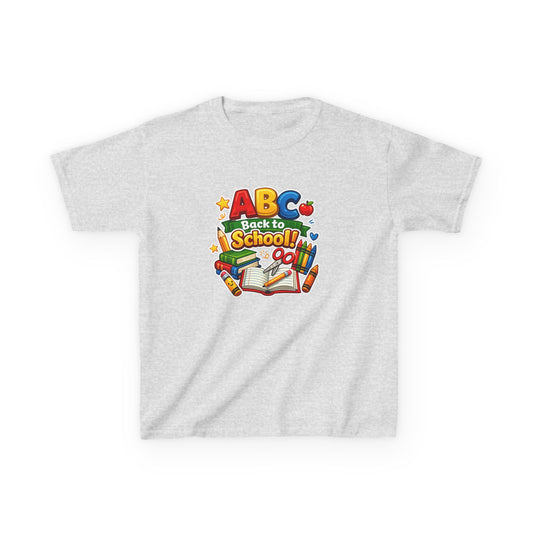 Kids T-Shirt - 'ABC Back to School' Colorful School Supplies Graphic