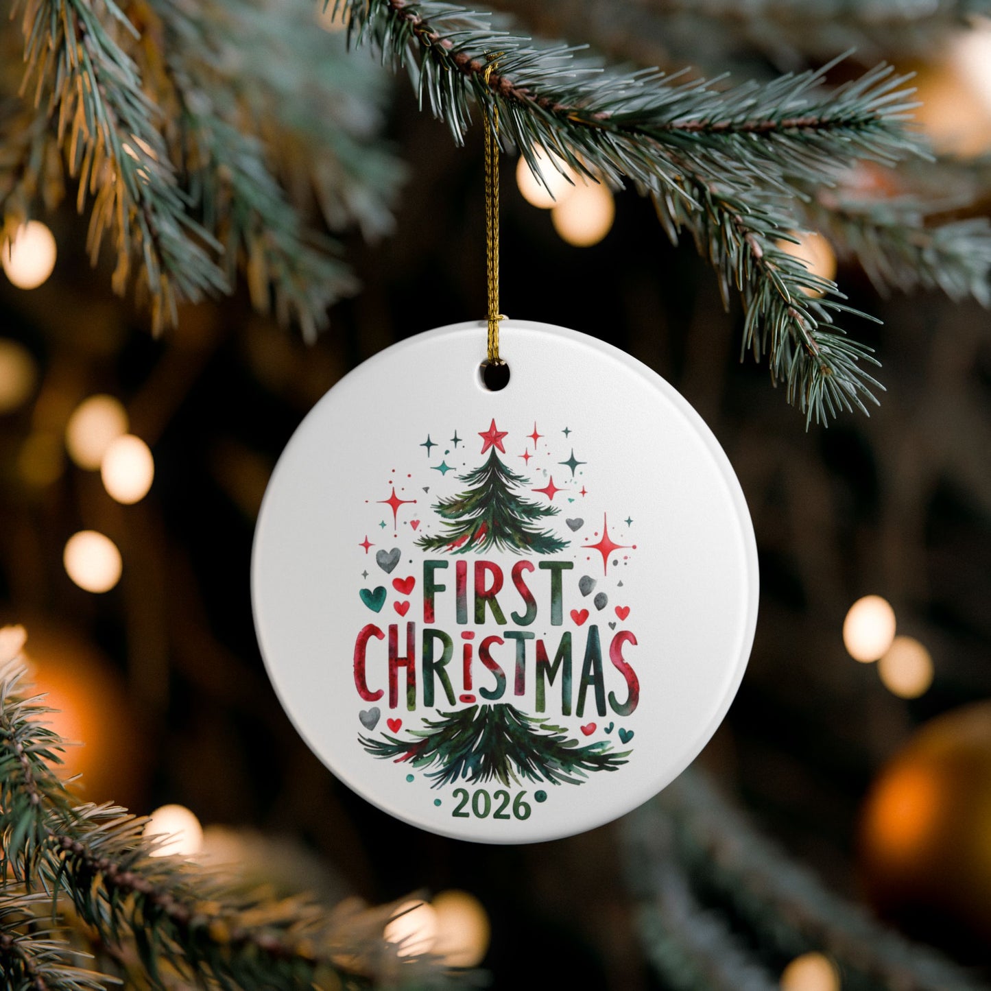 First Christmas 2026 Ceramic Ornament — Baby's First Christmas Tree Keepsake