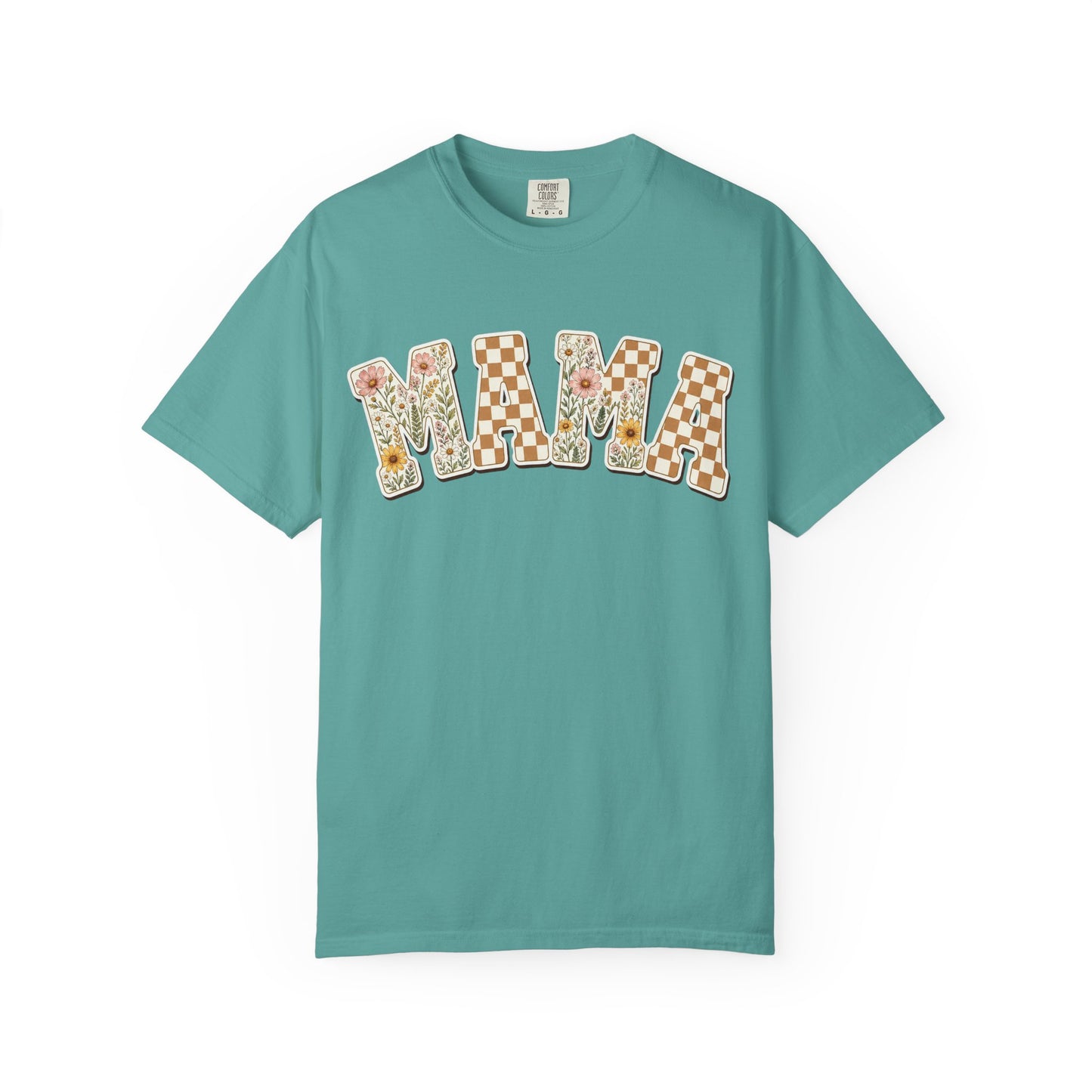 Mama Floral Checkerboard T-Shirt — Retro Mom Graphic Tee