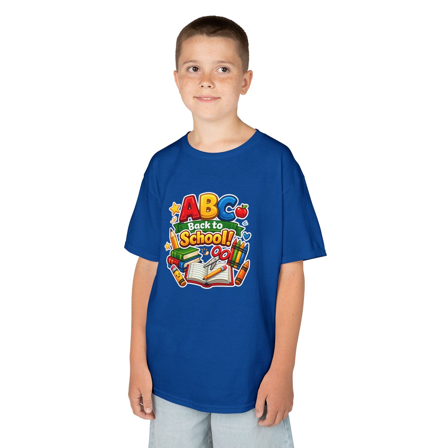 Kids T-Shirt - 'ABC Back to School' Colorful School Supplies Graphic