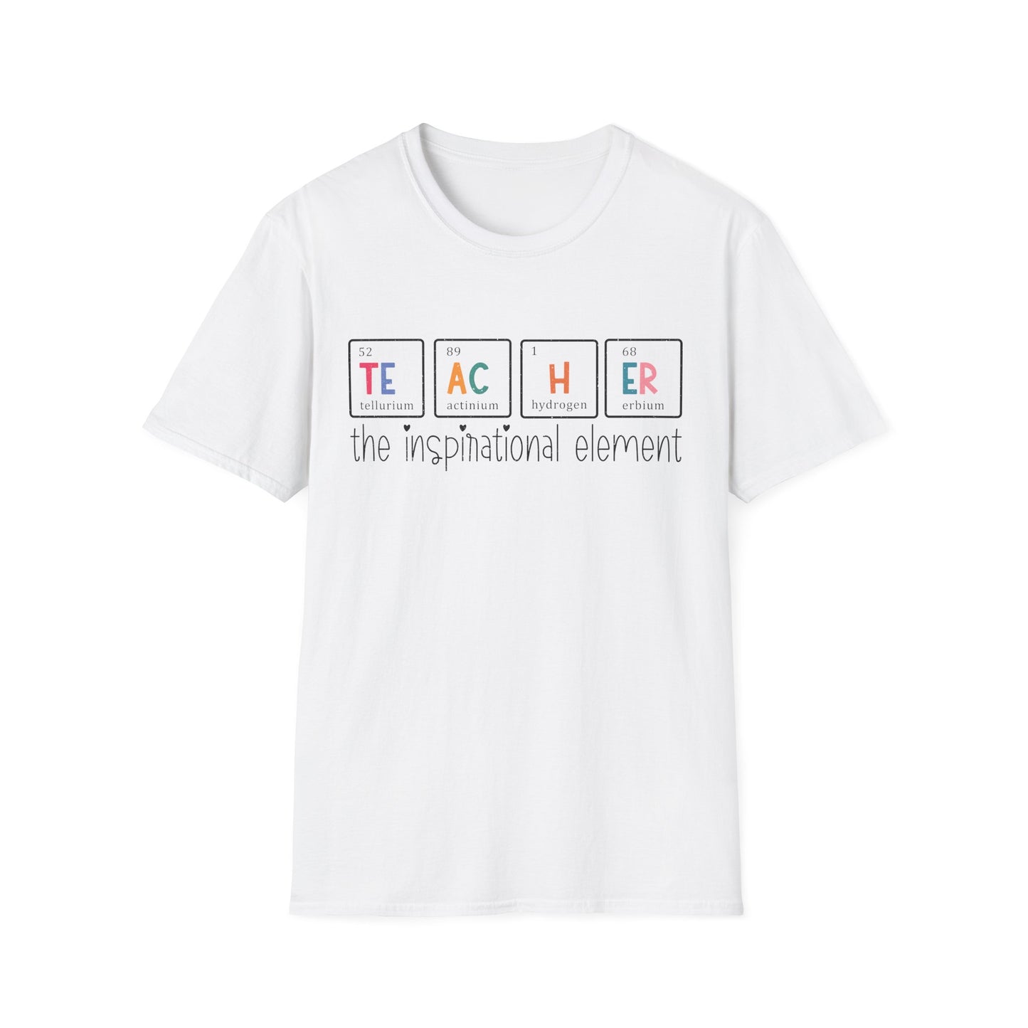 Teacher T-Shirt — “Teacher: The Inspirational Element” Science Periodic Table Design
