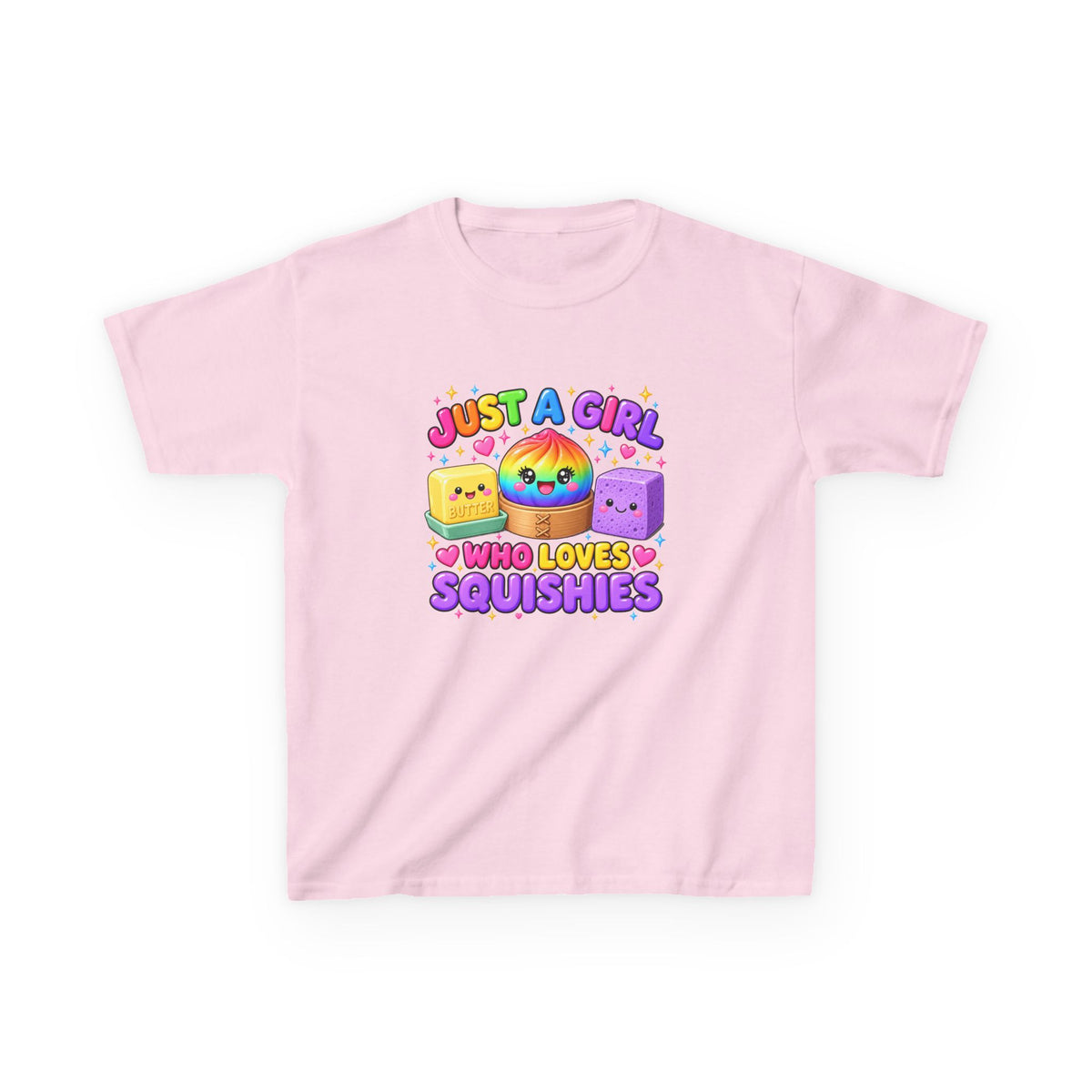 Kids Tee — "Just a Girl Who Loves Squishies" Cute Rainbow Squishy Toy Shirt