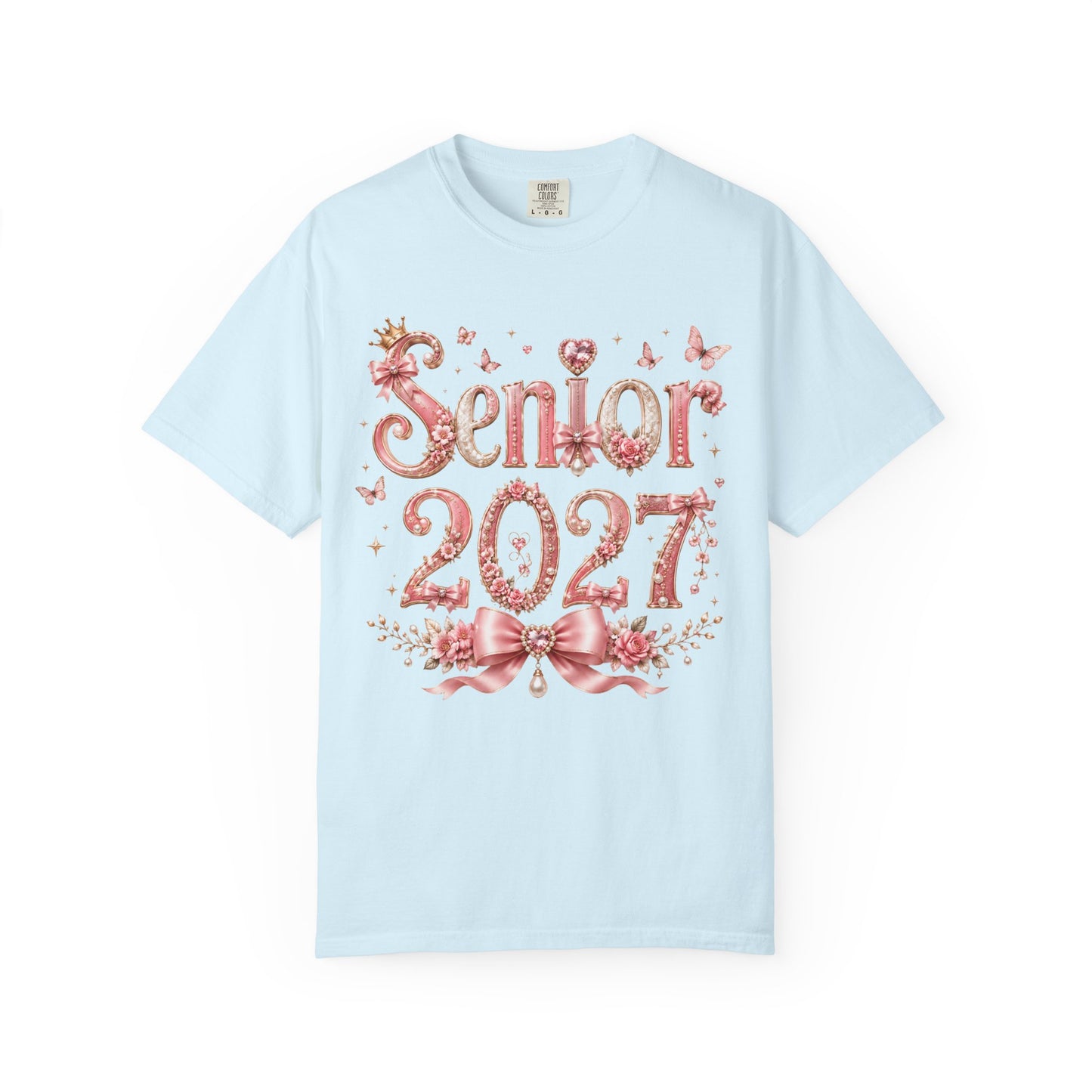Senior 2027 T‑Shirt — Floral Pink Graduation Tee for High School & College Seniors