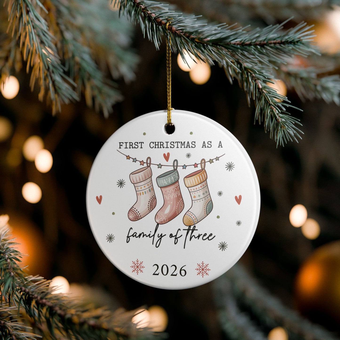 First Christmas as a Family of Three 2026 Ceramic Ornament