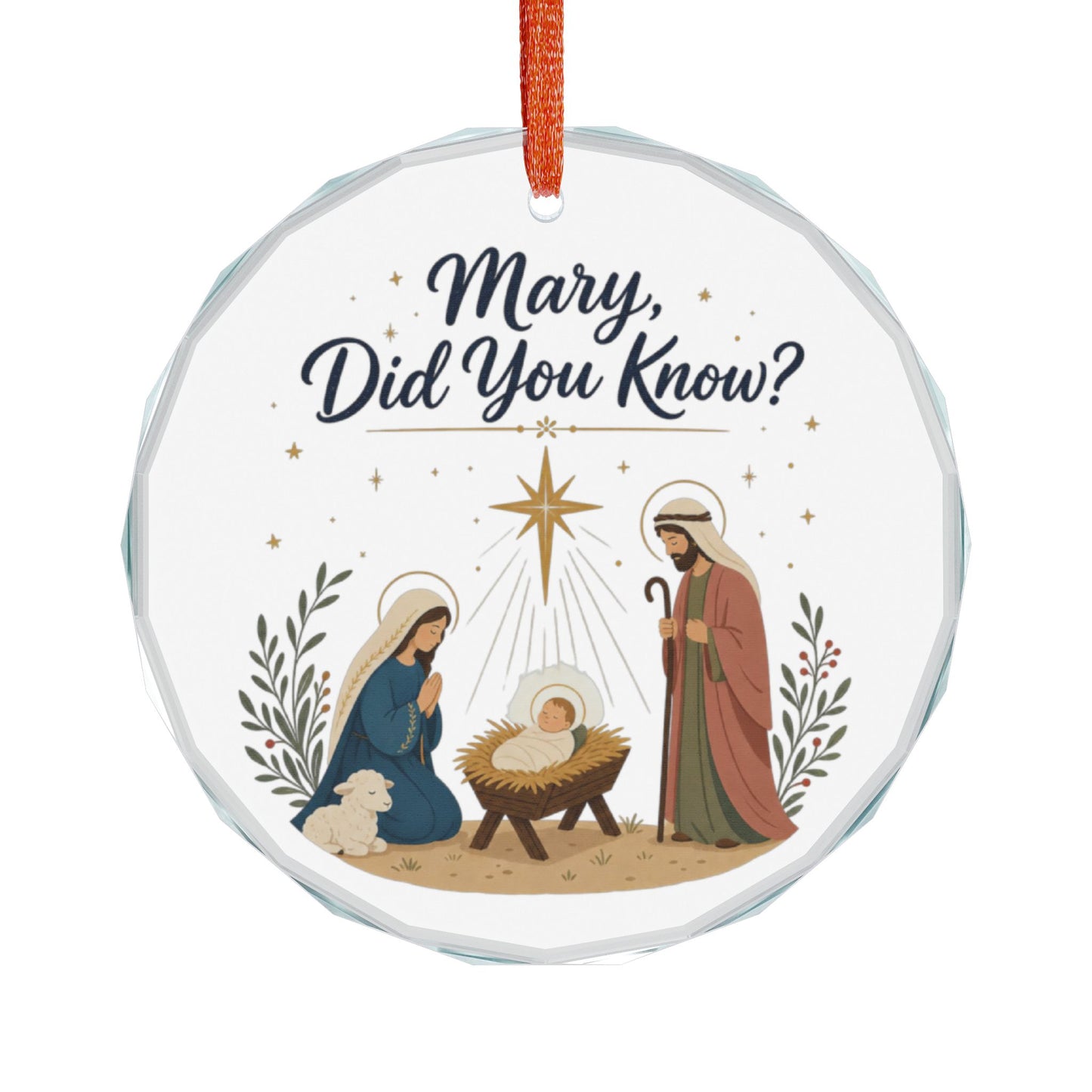 Nativity Glass Ornament — "Mary, Did You Know?" Christmas Ornament