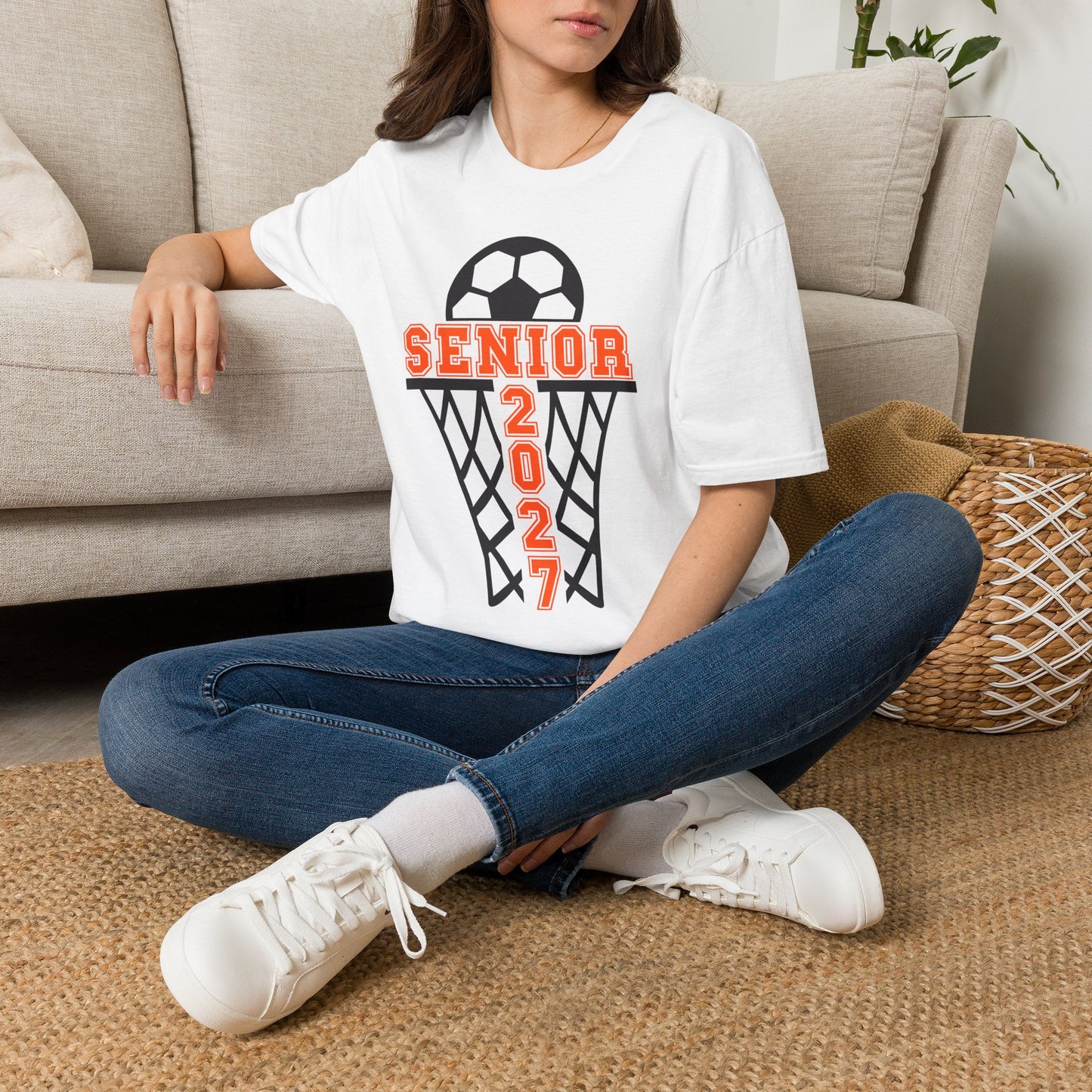 Senior 2027 Soccer T-Shirt — Senior Year Basketball Net Design
