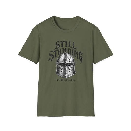 Still Standing Helmet T-Shirt — Viking/Medieval Warrior Graphic Tee