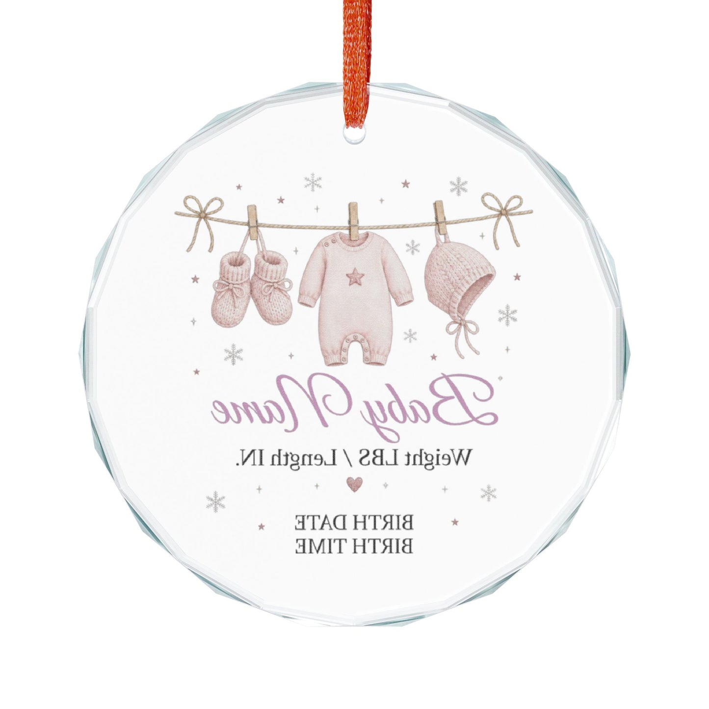 Personalized Baby Name Glass Ornament — Custom Birth Details Keepsake