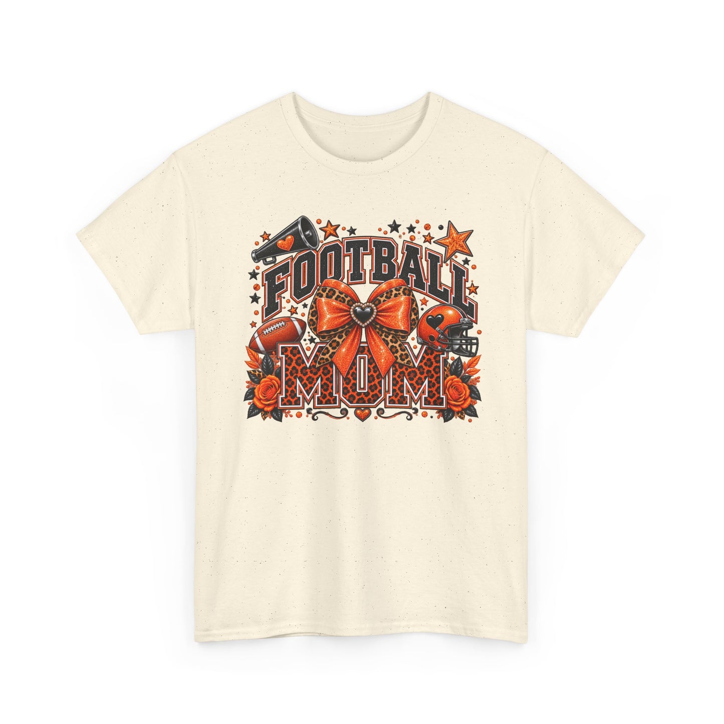 Football Mom T‑Shirt — Proud Fan Tee with Helmet & Bow Design