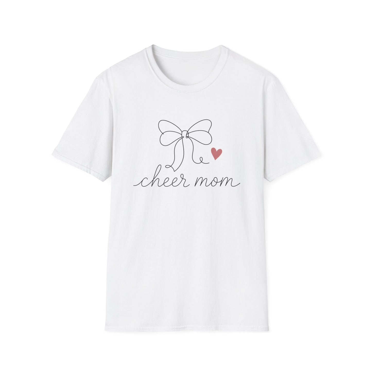 Cheer Mom T‑Shirt — Minimal Bow & Heart Design