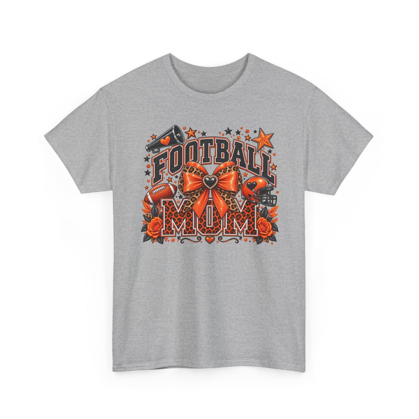 Football Mom T‑Shirt — Proud Fan Tee with Helmet & Bow Design