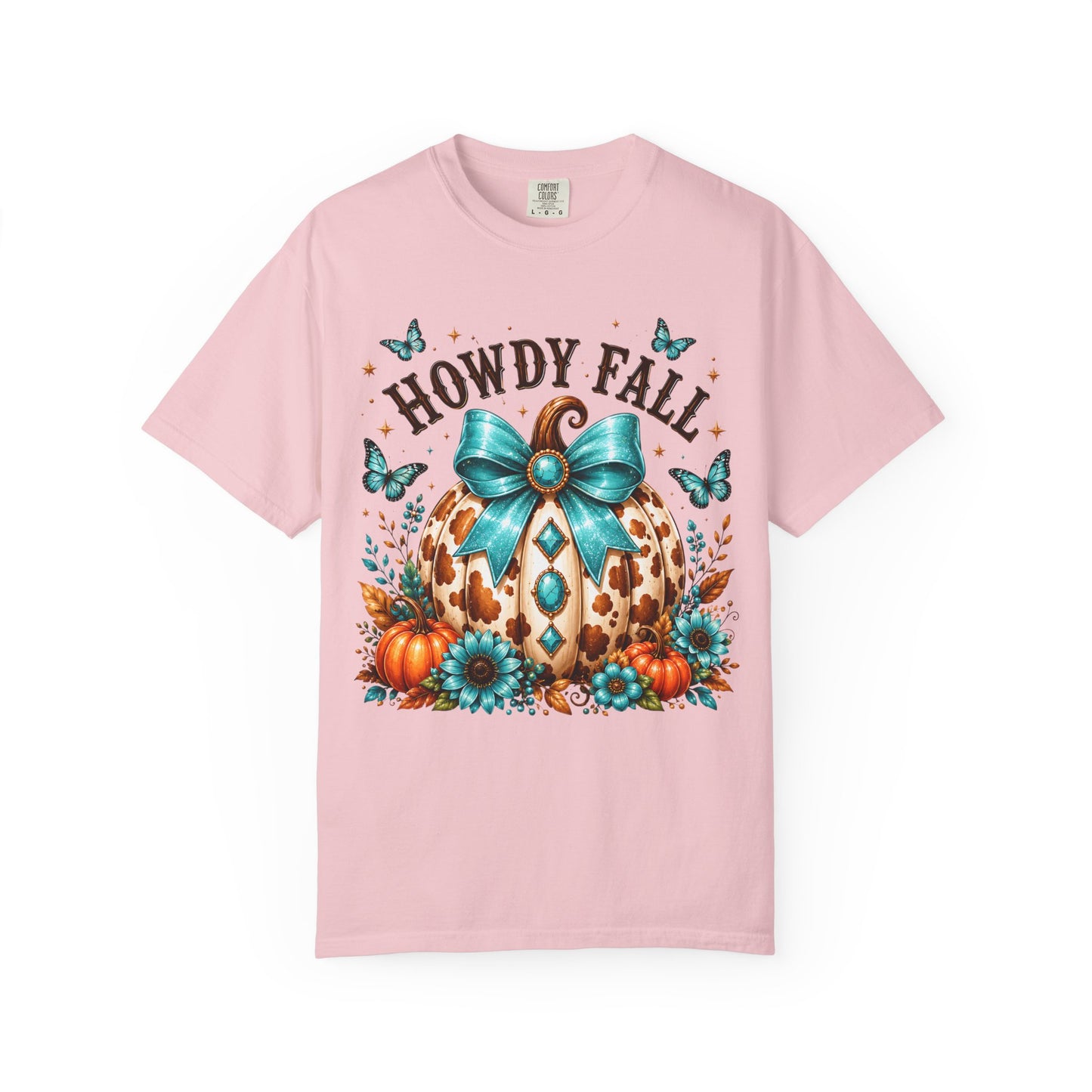 Howdy Fall Tee — Teal Pumpkin & Floral Autumn T-Shirt