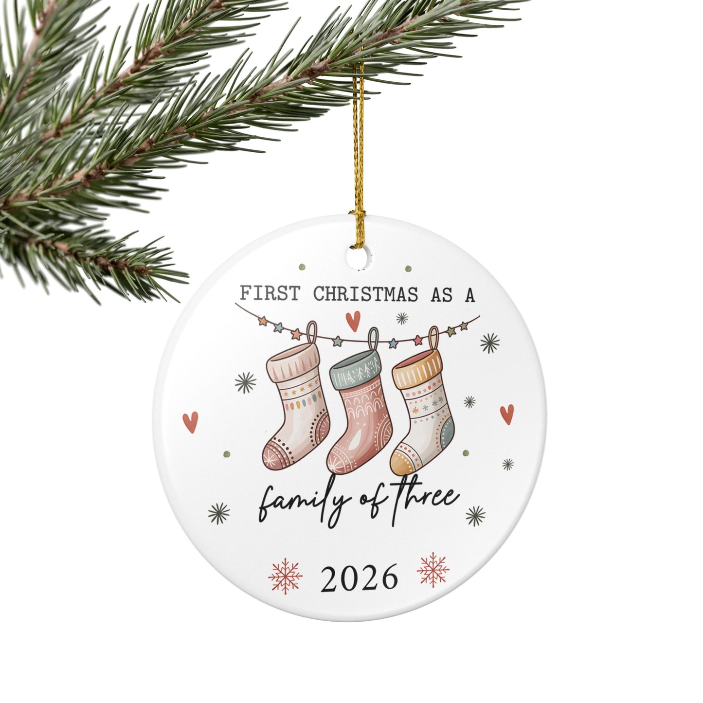 First Christmas as a Family of Three 2026 Ceramic Ornament