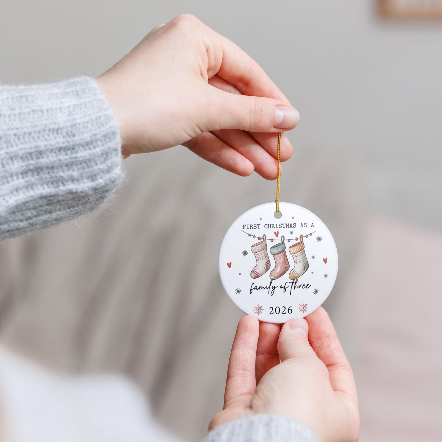 First Christmas as a Family of Three 2026 Ceramic Ornament