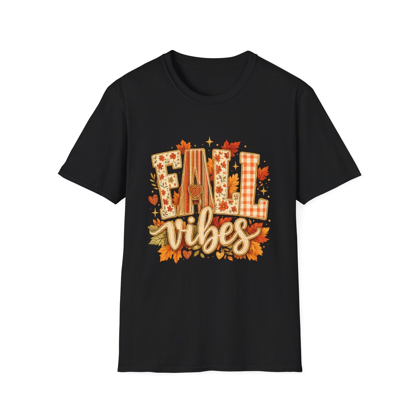Fall Vibes T-Shirt — Cozy Autumn Leaves Graphic Tee