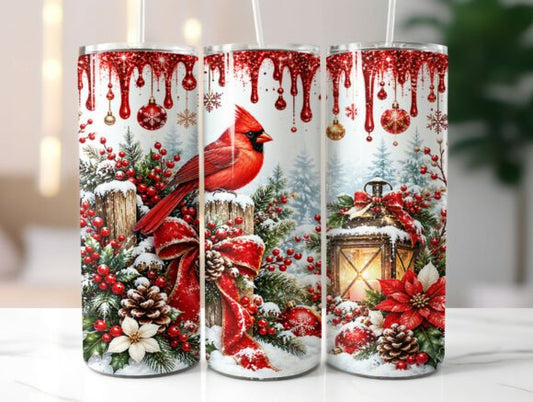 Christmas Cardinal 20oz Tumbler – Festive Winter Design