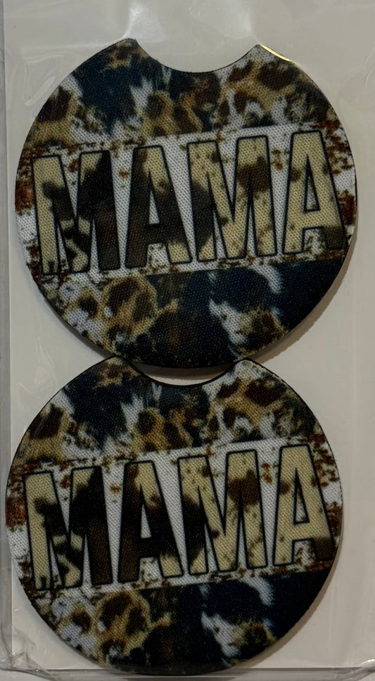 Mama Cow Print Car Coasters