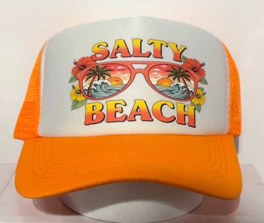 Salty Beach Orange Trucker Hat