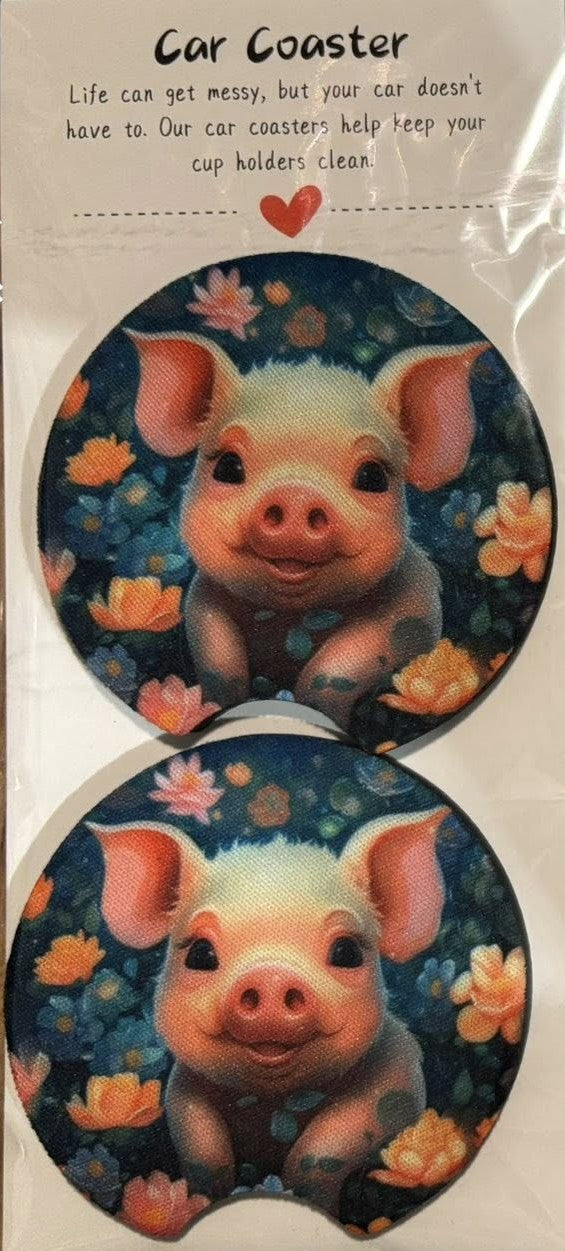 Cute Pig Car Coasters